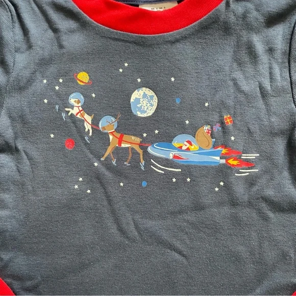 Mini Boden Blue Space Santa Long John Pajamas NWT - Picture 6 of 12